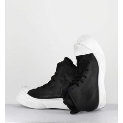 New Garrice Sneakers En Cuir Huile Noir & Semelle Blanc Destructuree - 3543 Gas Nero