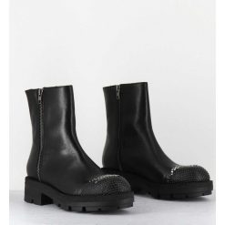 New Garrice Boots En Cuir Noir Double Zip & Bout Cloute - Brando Siena Nero