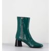 Hot Garrice Boots En Cuir Brillant Vert Talon Geometrique - Dani04 Glaze Selva