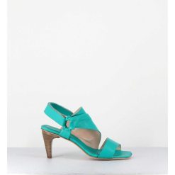 Online Garrice Sandales Asymetriques A Talon En Cuir Turquoise - Cati Shady Smeraldo