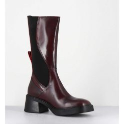 Hot Garrice Boots En Cuir Bordeaux Et Elastique Look Psychedelique - Flavia Burgundy Boots