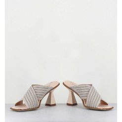 Clearance Garrice Mules Cuir Nude & Perles - Lizau Var Argento