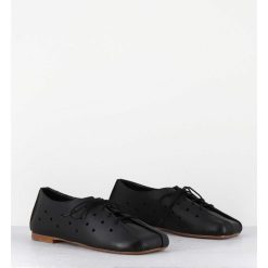 Wholesale Garrice Chaussures Minimalistes A Lacets En Cuir Noir Perfore - Ab4651 Nappato Nero