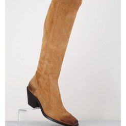 New Garrice Bottes Esprit Santiag En Daim Camel - 5181 Cuoio