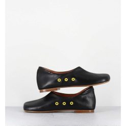 Online Garrice Chaussures Plates En Cuir Noir Esprit 60S - Ab4624 Madras Nero