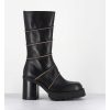 Wholesale Garrice Boots A Plateforme En Cuir Noir & Surpiqures Beiges - Graciane Black Boots