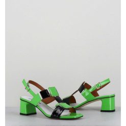 Online Garrice Sandales 60S Bout Carre En Cuir Vernis Vert & Noir - Lefai Green Black