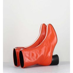 Online Garrice Boots 60S En Cuir Orange & Talon Noir - Caren07 Glaze Nespola