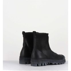 Online Garrice Boots En Cuir Gras Noir Avec Zip Centrale - I6-967 Black