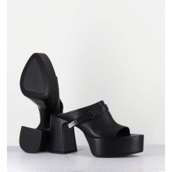 Online Garrice Mules A Plateforme Pointu En Cuir Noir - M6415 Vanity Nero