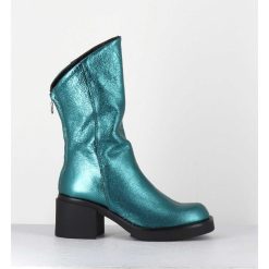 Online Garrice Boots Legeres Esprit Biker En Cuir Metallise Bleu - Yama Laminato Petrolio