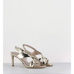 Wholesale Garrice Sandales Talon Fin Slingback En Cuir Metallise Dore - 11527 Viper Platino