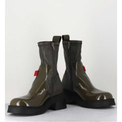 New Garrice Boots En Cuir Stretch Khaki - Oliana Khaki Boots