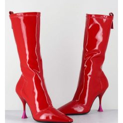 Online Garrice Boots Talon Haut En Vernis Stretch Rouge 90S - Gilda Cris Eros