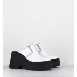 Online Garrice Mules Compensees Cuir Blanc 90S Wedge - Mirabella White Mules