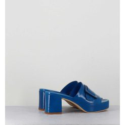 New Garrice Mules A Plateforme Petit Talon Vernis Bleu - 11532 Vetro Sky