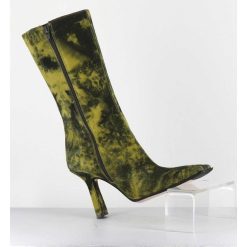 New Garrice Boots Talon Haut & Bout Carre En Cuir Jaune & Noir Acide - Noor Yellow Boots