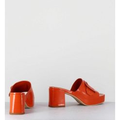 New Garrice Mules A Plateforme Petit Talon Vernis Orange - 11532 Vetro Orange