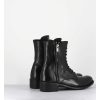 New Garrice Boots A Lacets En Cuir Noir Zip Exterieur - Lison Caou063 Nero