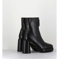 Wholesale Garrice Bottines Plateforme En Cuir Noir Retro A Zip Central - Elsa07 Nero