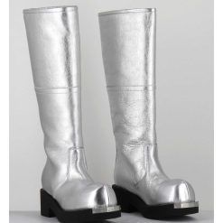 Online Garrice Bottes Biker En Cuir Metallise Argent - S66Ww0075 T9002