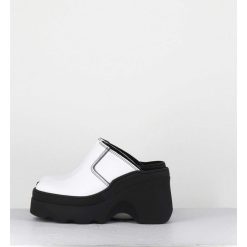 Online Garrice Mules Compensees Cuir Blanc 90S Wedge - Mirabella White Mules