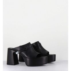 Online Garrice Mules A Plateforme Pointu En Cuir Noir - M6415 Vanity Nero