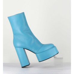 Wholesale Garrice Boots En Cuir Souple Bleu Turquoise - Iara Mok Ash