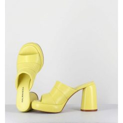 Clearance Garrice Mules A Plateforme En Cuir Jaune - Erika02 Glaze Limone