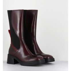 Hot Garrice Boots En Cuir Bordeaux Et Elastique Look Psychedelique - Flavia Burgundy Boots