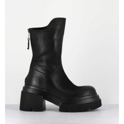 New Garrice Boots Chunky En Cuir Noir - E3733 Boston Nero