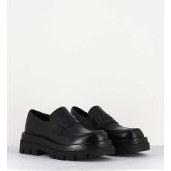 New Garrice Mocassins Chunky En Cuir Noir - Diwa Nero