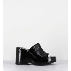 Best Garrice Mules Compensees 90S En Cuir Vernis Noir - Masa2 Cindy Nero