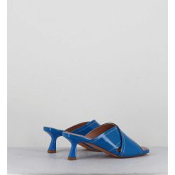 Best Garrice Mules Bout Carre Petit Talon Vernis Bleu - Cenza Vernice Blu