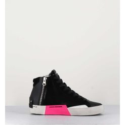 Hot Garrice Sneakers Hautes Cuir Noir & Zip - Distressed High Black