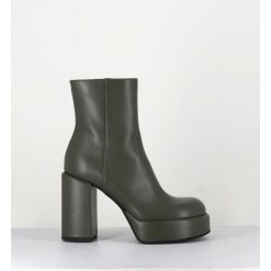 Online Garrice Boots 70S En Cuir Khaki - Aiko Nappa Oberoy