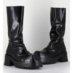 New Garrice Boots Ligne Brutaliste En Cuir Glace Noir - Dima Shiny Nero