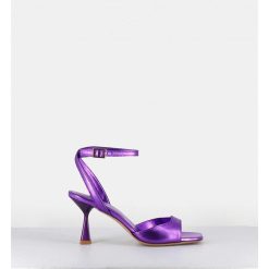 Hot Garrice Sandales A Talon En Cuir Metallise Violet - Flow Laminato Violet