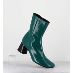 Hot Garrice Boots En Cuir Brillant Vert Talon Geometrique - Dani04 Glaze Selva