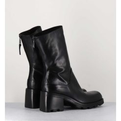 New Garrice Boots Bikers En Cuir Noir A Bout Carre - E3015 Nero