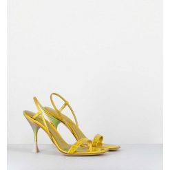 Best Garrice Sandales Talon Haut Cuir Metal Jaune Iridescent - Nischia Cosmo Lime