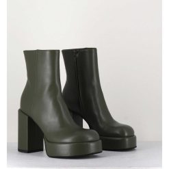 Online Garrice Boots 70S En Cuir Khaki - Aiko Nappa Oberoy