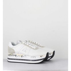 Clearance Garrice Sneakers En Cuir Blanc Semelle Compensee Ligne Japonisante - Beth 5603