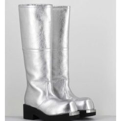 Online Garrice Bottes Biker En Cuir Metallise Argent - S66Ww0075 T9002