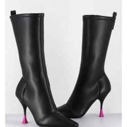 Hot Garrice Boots Talon Haut Stretch Noir 90S - Gilda Cris Black