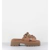 Hot Garrice Sandales En Cuir Camel A Rivets Bronze - Vizu Legno