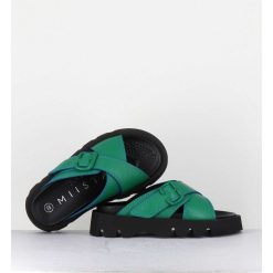 Hot Garrice Mules En Cuir Vert Semelle Crantee - Lacey Green Sandals