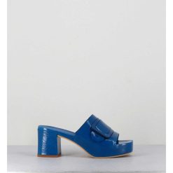 New Garrice Mules A Plateforme Petit Talon Vernis Bleu - 11532 Vetro Sky