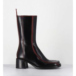 Best Garrice Boots Bout Carre Cuir Noir & Surpiqures Orange - Mariela Black Boots