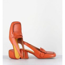 New Garrice Mocassins Slingback A Talon En Cuir Orange 70S - S242234 Remuve Orange